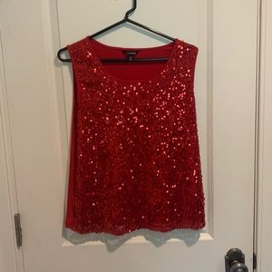 George red sleeveless sequin top